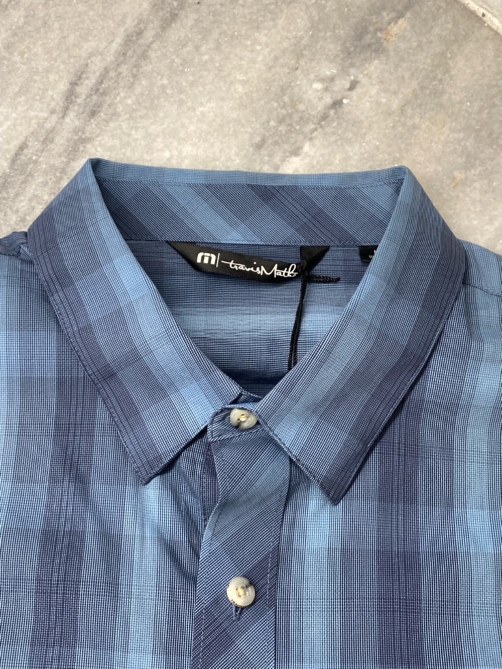 Travis Mathew Blue Plaid Short-Sleeve Button-Down Shirt - Picture 2 of 7